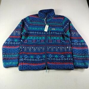 Alpine Design Fleece Jacket Mens M Navy Multicolor Sherpa Fair Isle Outdoor